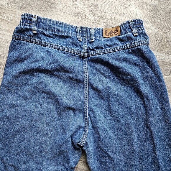 Vtg Lee Western Bareback High Waist Mom Jeans Blue Tapered Leg USA Size 29 x 28? - Picture 7 of 16